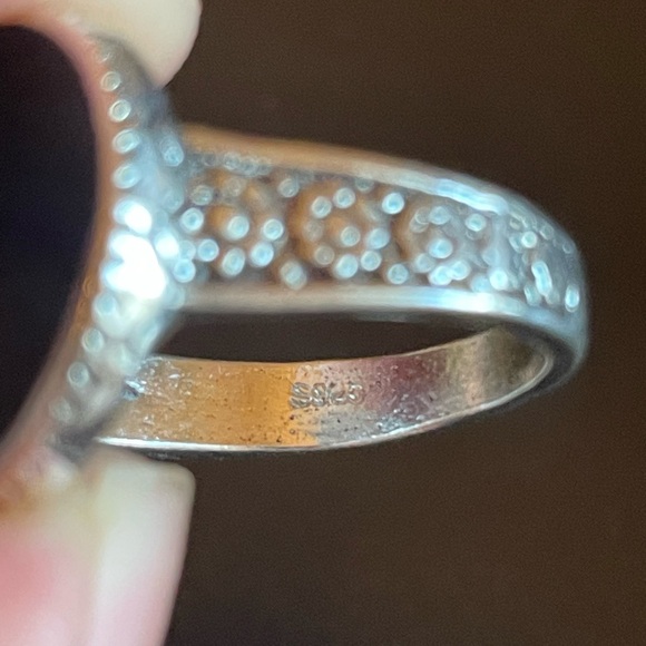 Round black obsidian S925 silver ring - Picture 8 of 9